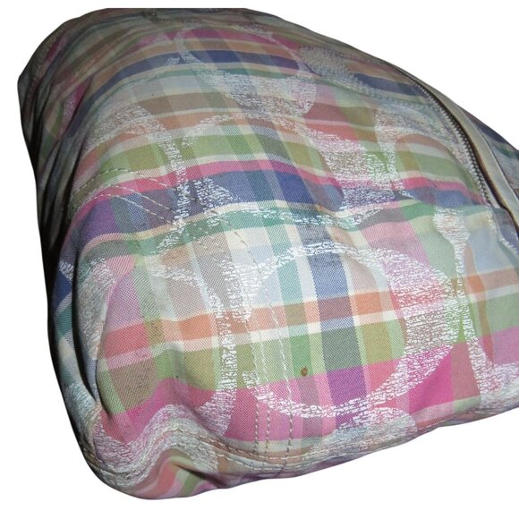 Coach 2012 Poppy Madras Plaid Pattern canvas & leather sequined tote satchel Bag - Picture 9 of 12